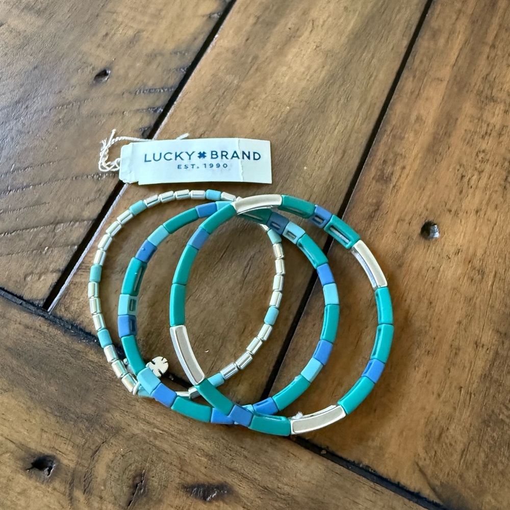 New Lucky Brand Teal and Blue Beaded Bracelets